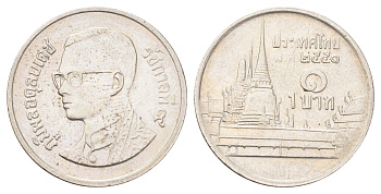 Таиланд 1 бат 2008 BE 2551, Рама IX (1946-2016), королевский дворец Y 183 медно-никель 4701-343