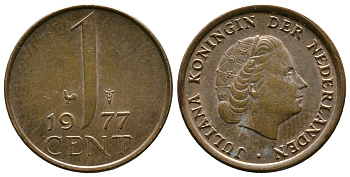 НИДЕРЛАНДЫ 1 ЦЕНТ 1977 ЮЛИАНА KM 180 бронза 179-668