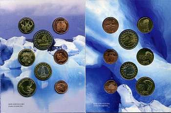 Исландия набор из 8 монет 2004 европробники, в оригинальном картонном буклете, тираж 7000 экз.   00-00
