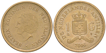 Нидерландские Антилы 1 гульден 2006 Беатрикс (1980-2013) KM 37 сталь плакированная бронзой 4398-144