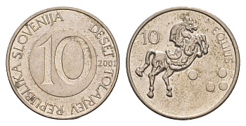 Словения 10 толаров 2001  KM 41 медно-никель  UNC  4660-145