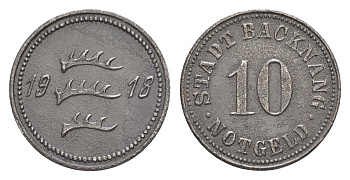 Бакнанг 10 пфеннигов 1918 Funck 25.4, Men05 1171.4, Men18 1511.4 железо 4448-752