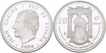 Испания 10 евро 2006 M, Выдающиеся европейцы - Карл V KM 1122 серебро PROOF 11-166-21