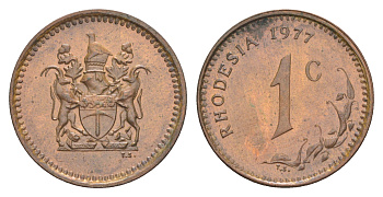 Родезия 1 цент 1977  KM 10 бронза  aUNC  4641-221