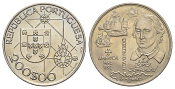 Португалия 200 эскудо 1992 Новый мир - Америка KM 660 медно-никель UNC 1101-5-44