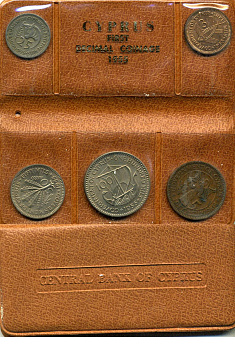 Кипр набор центрального банка из 5 монет 1955 UNC 00-00