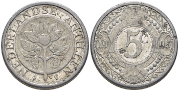 Нидерландские Антилы 5 центов 1995 Беатрикс (1980-2013) KM 33 алюминий 66-966