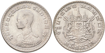 Таиланд 1 бат 1962 BE 2505, Рама IX (1946-2016) Y 84 медно-никель 4141-341