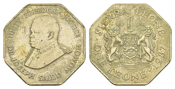 Сьерра-Леоне 1 леоне 1987 KM 43 никель латунь 4646-636