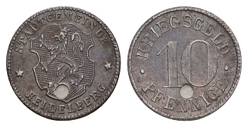 Гейдельберг 10 пфеннигов ND (1918-1919) Funck 203.1, Men18 14006.2 железо 4532-322