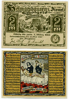 Германия, Херлесхаузен 2 марки 1922 15 мая 1921 - 1 марта 1922, нотгельд, аббатство в земле Гессен Grabowski 470.1  бумага  UNC (пресс) 7221-11-2-2