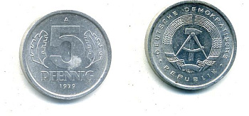 ГДР 5 пфеннигов 1979 A алюминий 4651-1125