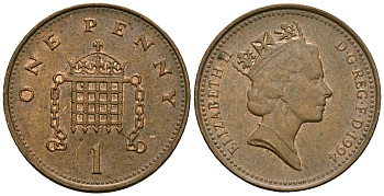 Великобритания 1 пенни 1994 Елизавета II (1952-2022) KM 935a, Spink 4391 (B4) сталь плакированная медью 23-1046