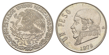 Мексика 1 песо 1978 Mo, Хосе Мария Морелос KM 460 медно-никель UNC 4637-557