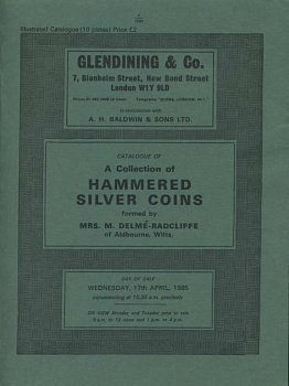 Glendining & Co КОЛЛЕКЦИЯ ОТЧЕКАНЕННЫХ ВРУЧНУЮ СЕРЕБРЯНЫХ МОНЕТ. MRS. M. DELME-RADCLIFFE 31154 A COLLECTION OF HAMMERED SILVER COINS, 64 СТРАНИЦЫ ТАБЛИЦЫ С ИЛЛЮСТРАЦИЯМИ английский 00-01-13-11