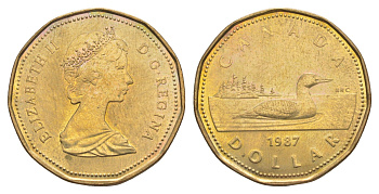 Канада 1 доллар 1987 Елизавета II (1952-2022), утка KM 157 никель плакированный алюминиевой бронзой 4637-955