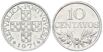 Португалия 10 сентаво 1971 KM 594 алюминий 4147-559