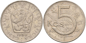 Чехословакия 5 крон 1980 KM 60 медно-никель 4156-157