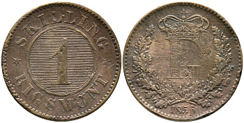 ДАНИЯ 1 СКИЛЛИНГ РИГСМОНТ 1856 ФРЕДЕРИК VII (1848-1863) KM 763 (С135) бронза 28-1133