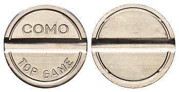 Италия жетон для равлечений Como - Top Game диаметр 26 мм, вес 7 гр нержавеющая сталь 4670-726