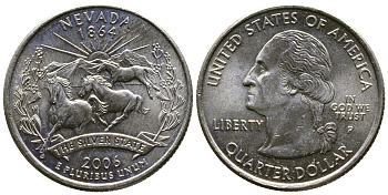 США 25 центов (квотер) 2006 Р, серия штаты США, Небраска KM 382 медь плакированная медно-никелем 56-312