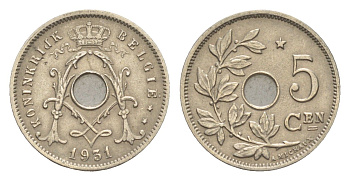 Бельгия 5 сантимов 1931 Belgie, Альберт I (1909-1934) KM 67 медно-никель 4640-1049