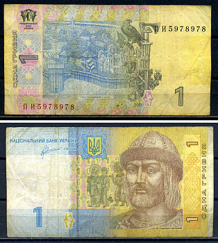 Украина 1 гривна 2011 Pick 116Ab бумага 8592-19-4-1