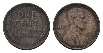 США 1 цент 1957 Линкольн KM 132 бронза 4651-665