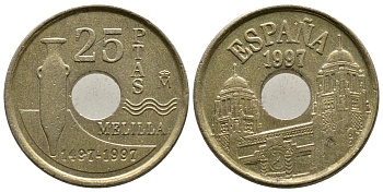 Испания 25 песет 1997 Мелилья (Melilla), Хуан Карлос I (1975-2014) KM 983 латунь 4364-2052