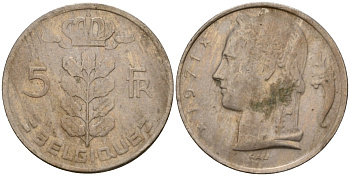 Бельгия 5 франков 1971 Belgique, Бодуэн I (1951-1993) KM 134 медно-никель 4397-154