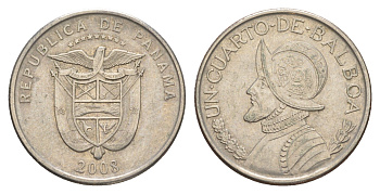 Панама 1/4 бальбоа (25 сентесимо) 2008 KM 128.1 медь плакированная медно-никелем 4529-1012