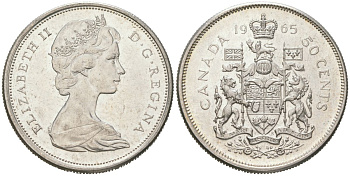 Канада 50 центов 1965 Елизавета II (1952-2022) KM 63 серебро 4389-1223