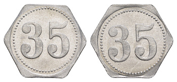 Германия жетон в 35 пфеннигов для приобретения "стакана пива" ND размер 21,5x21,5 мм, вес 0,97 гр алюминий UNC 4638-935