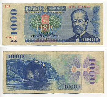 ЧЕХОСЛОВАКИЯ 1000 КРОН 1985 СЕРИЯ С, БЕДРЖИХ СМЕТАНА Pick 98 бумага 7214-6-3