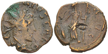 Римская Империя, императоры в Галлии антониниан 273 - 274 Тетрик II, C PIV ESV TETRICVS CAES, бюст цезаря / SALVS AVG, Салюта, персонификация Здоровья, Августа Треверов RIC 267 биллон 1073-24-23