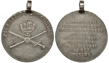 Франкфурт жетон 1790 на коронацию Леопольда II серебро 413-3911