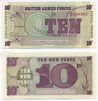 АНГЛИЯ 10 ПЕНСОВ 1972 ДЛЯ ВООРУЖЕННЫХ СИЛ, СЕРИЯ 6 Pick M45 бумага UNC (ПРЕСС) 8588-79-3-2