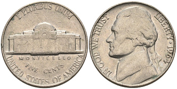 США 5 центов 1964 Джефферсон KM А192 медно-никель 92-1116