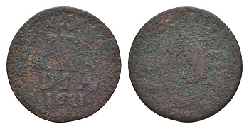 Нидерланды, Голландская Республика, Зеландия 1 дуит 1681 KM 55 медь 4655-526