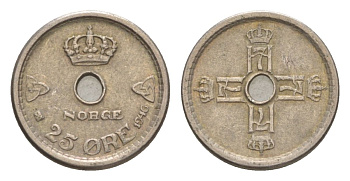 Норвегия 25 эре 1946 Хокон VII (1905-1957) KM 384 медно-никель 4632-1222
