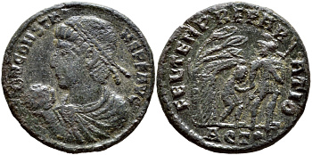 Римская Империя 1/2 майорины 348-350 Констант FEL TEMP REPORATIO Аквилея (степень редкости S) Good Very fine RIC 106 бронза 270-235