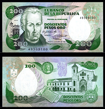 Колумбия 200 песо 1985 Pick 429 b бумага UNC (пресс) 7191-49-1-2