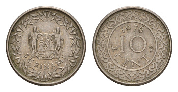 Суринам 10 центов 1976 KM 13 медно-никель 4649-967