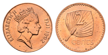 Фиджи 2 цента 1992 KM 50a цинк плакированный медью UNC 4649-922