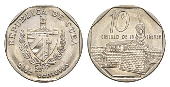 Куба 10 сентаво 2017 форт в Гаване Ла-Фуэрса KM 576.2, JMA MC20, Schoen 714 сталь плакированная никелем UNC 4644-754