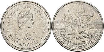 Канада 1 доллар 1984 Жак Картье KM 141 никель UNC 97-133