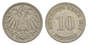 Германия 10 пфеннигов 1906 D, Вильгельм II (1888-1918) KM 12, J. 13 медно-никель 4640-264