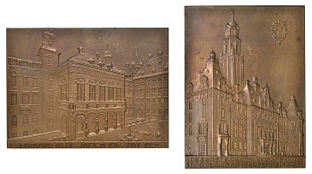 Нидерланды плакетка 1920 архитектура Роттердама бронза 02-018-13-2