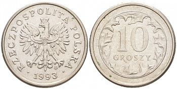 ПОЛЬША 10 ГРОШЕЙ 1993 MW KM 279 медно-никель 4516-167