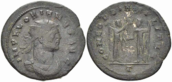 Римская Империя аврелианиан 276 Флориан CONCORDIA MILITVM Кизик Very fine RIC 116 бронза 1073-17-46